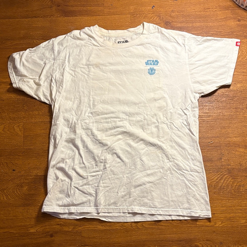 Star Wars White Tee With Blue Graphic Card On The Back